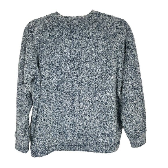 UNIQLO Deep Pile Fleece Crew Neck Sweatshirt Top Navy and White Mottled Womens S - Picture 3 of 11